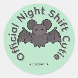 Officiële Nachtploeg Schatje Cute Vleermuis Hallow Ronde Sticker
