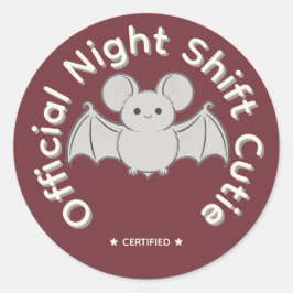 Officiële Nachtploeg Schatje Cute Vleermuis Hallow Ronde Sticker