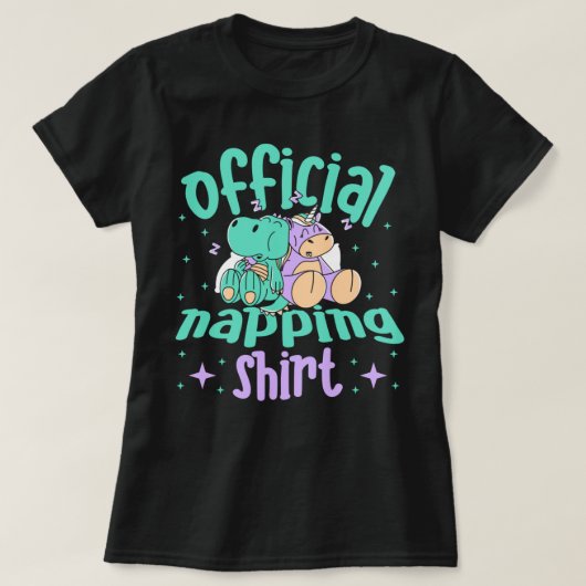 Officiële Napping Unicorn Dinosaur Pajama machtsdu T-shirt (Design voorkant)