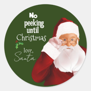 Officiële "No Peeking"-sticker van de kerstman Ronde Sticker