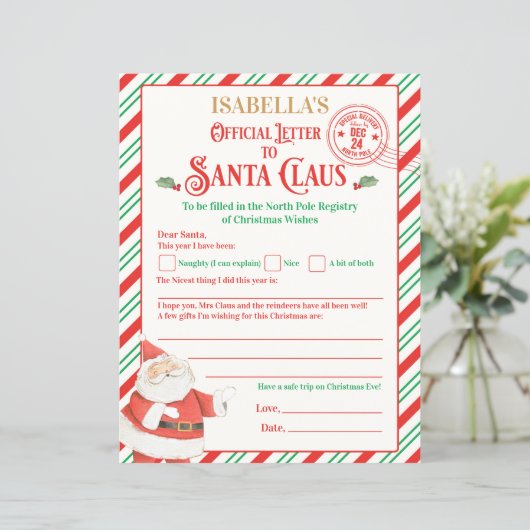 Officiële noord-poolbrief aan de Kerstman (Staand voorkant)