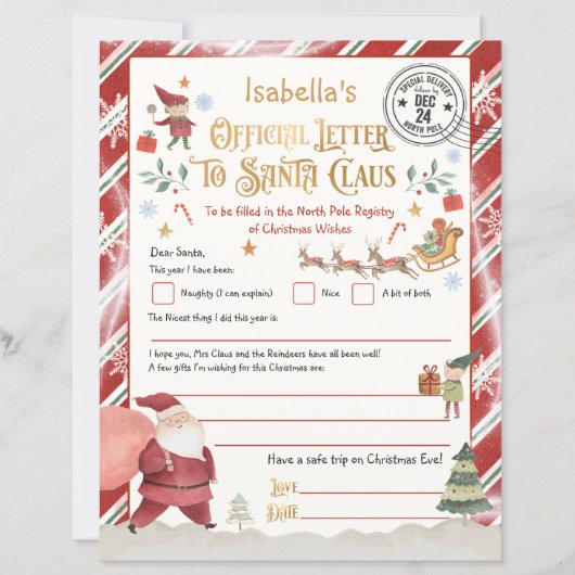 Officiële noord-poolbrief aan de Kerstman (Voorkant)