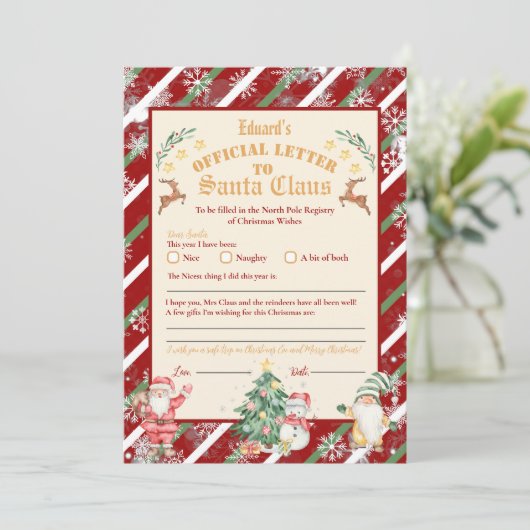 Officiële Noordpool-brief aan Santa 5x7inch Invita Kaart (Staand voorkant)