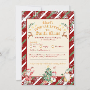 Officiële Noordpool-brief aan Santa 5x7inch Invita Kaart