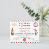 Officiële Noordpool Elf Adoptie Certificaat Briefkaart (Staand voorkant)