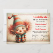 Officiële Noordpool Elf Adoptie Certificaat Kaart (Voorkant)