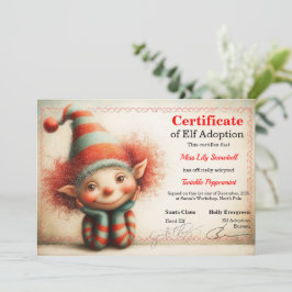 Officiële Noordpool Elf Adoptie Certificaat Kaart