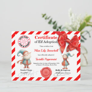 Officiële Noordpool Elf Adoptie Certificaat Kaart