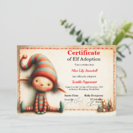 Officiële Noordpool Elf Adoptie Certificaat Kaart