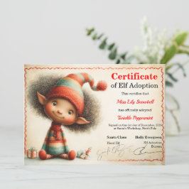 Officiële Noordpool Elf Adoptie Certificaat Kaart