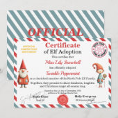 Officiële Noordpool Elf Adoptie Certificaat Kaart (Voorkant / Achterkant)