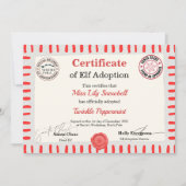 Officiële Noordpool Elf Adoptie Certificaat Kaart (Voorkant)
