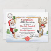 Officiële Noordpool Elf Adoptie Certificaat Kaart (Voorkant)