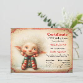 Officiële Noordpool Elf Adoptie Certificaat Kaart