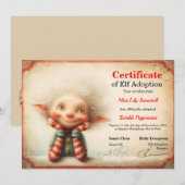 Officiële Noordpool Elf Adoptie Certificaat Kaart (Voorkant / Achterkant)