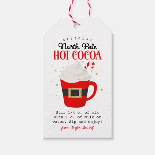 Officiële Noordpool Hot Cocoa Gift Label Cadeaulabel (Voorkant)