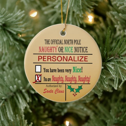 Officiële Noordpool Naughty of Nice - Humor Keramisch Ornament (Boom)