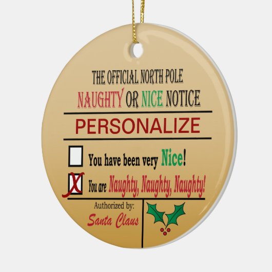 Officiële Noordpool Naughty of Nice - Humor Keramisch Ornament (Links)