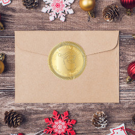 Officiële Noordpool Santa Seal Faux Gold Ronde Sticker