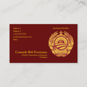 Officiële Obammunist Part Commissar Card Visitekaartje