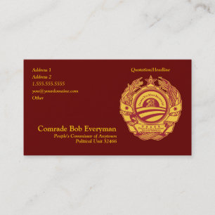 Officiële Obammunist Part Commissar Card Visitekaartje