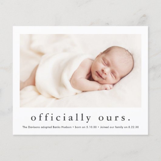 Officiële Onze Foto Adoptie Aankondiging (Voorkant)
