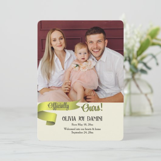 Officiële Ours Fotoadoptie Aankondiging Kaart (Staand voorkant)