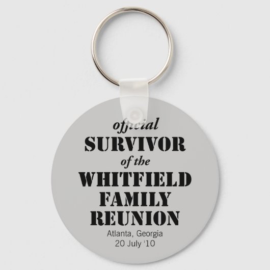 Officiële overlevende van onze gezinshereniging sleutelhanger (Voorkant)