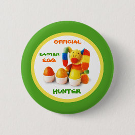 Officiële paasjager. Funny Bunny met eieren Ronde Button 5,7 Cm