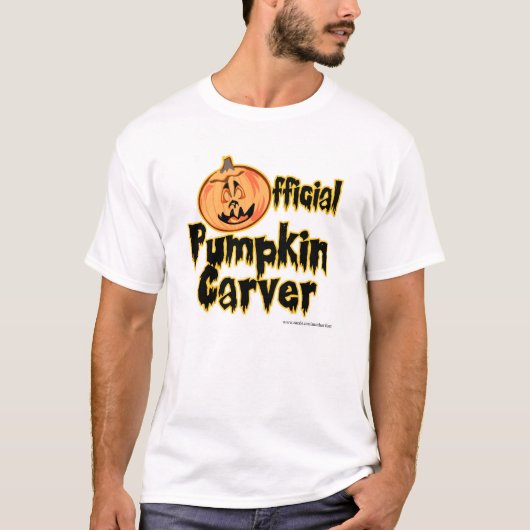 Officiële pompoen Carver Halloween Slogan T-shirt (Voorkant)
