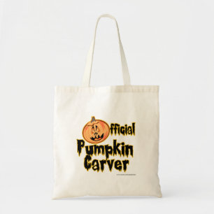Officiële pompoenCarver bij Halloween Fun Slogan Tote Bag