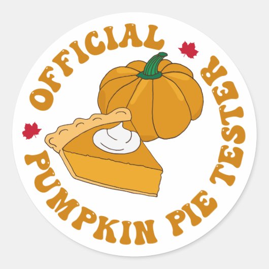 Officiële Pumpkin Pie Tester Funny Herfst Quote Ronde Sticker (Voorkant)
