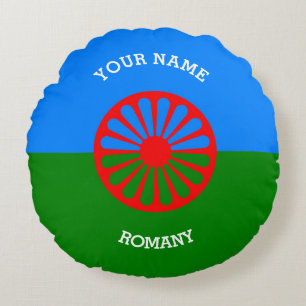 Officiële Romaanse zigeunerreizigers vlaggen gepe Rond Kussen