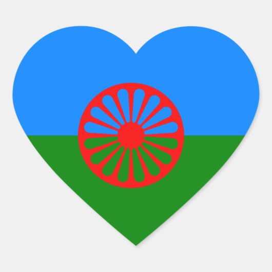 Officiële Romaanse zigeunervlag Hart Sticker (Voorkant)