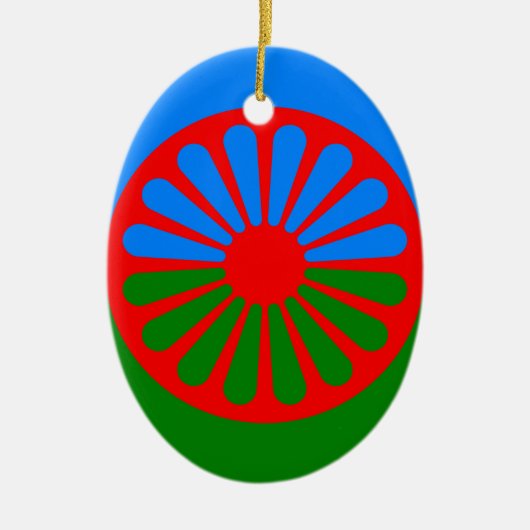 Officiële Romaanse zigeunervlag Keramisch Ornament (Voorkant)