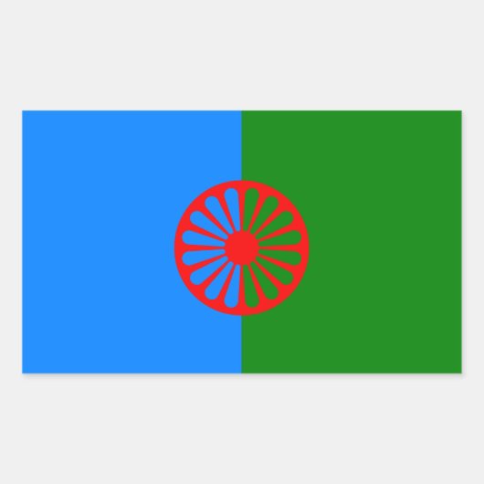 Officiële Romaanse zigeunervlag Rechthoekige Sticker (Voorkant)