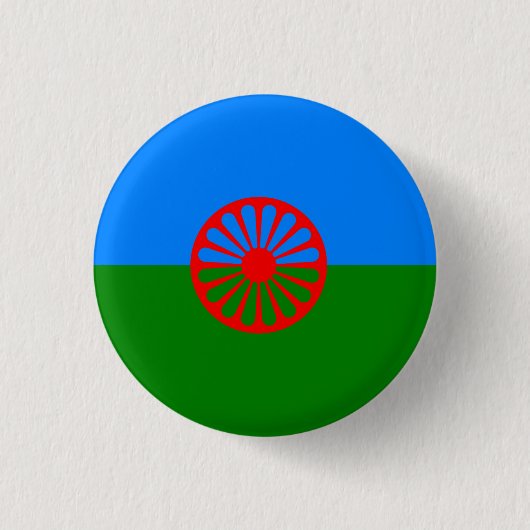 Officiële Romaanse zigeunervlag Ronde Button 3,2 Cm (Voorkant)