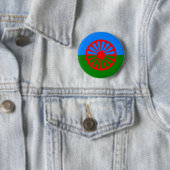 Officiële Romaanse zigeunervlag Ronde Button 5,7 Cm (In situ)
