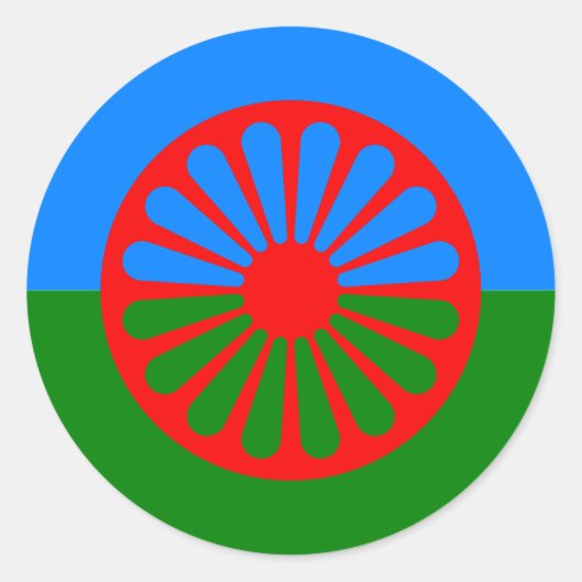 Officiële Romaanse zigeunervlag Ronde Sticker (Voorkant)