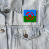 Officiële Romaanse zigeunervlag Vierkante Button 5,1 Cm (In situ)