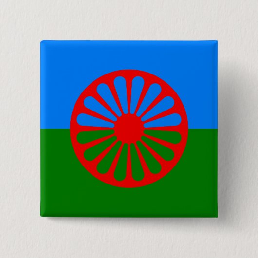 Officiële Romaanse zigeunervlag Vierkante Button 5,1 Cm (Voorkant)