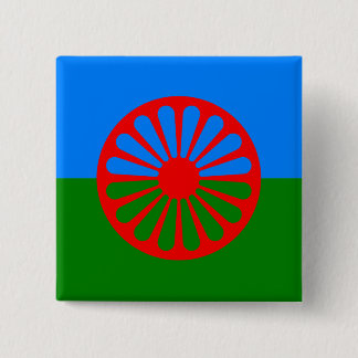 Officiële Romaanse zigeunervlag Vierkante Button 5,1 Cm
