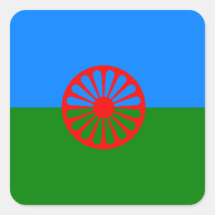 Officiële Romaanse zigeunervlag Vierkante Sticker
