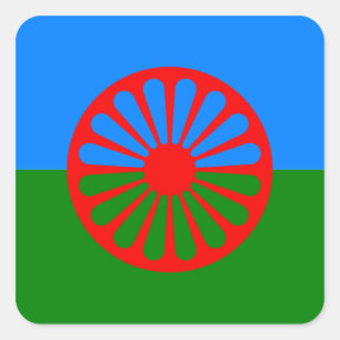 Officiële Romaanse zigeunervlag Vierkante Sticker
