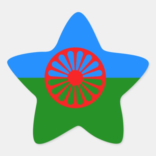 Officiële Romany gypsy vlag Star Sticker (Voorkant)