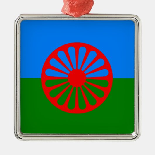 Officiële Romany zigeunervlag Metaal Ornament (Voorkant)