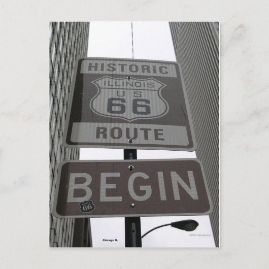 Officiële Route 66 begint teken Briefkaart (Voorkant)