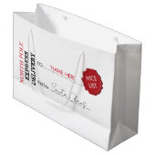 Officiële Santa Claus Gift Cadeau uit Noordpool Groot Cadeauzakje (Voorkant Gekanteld)