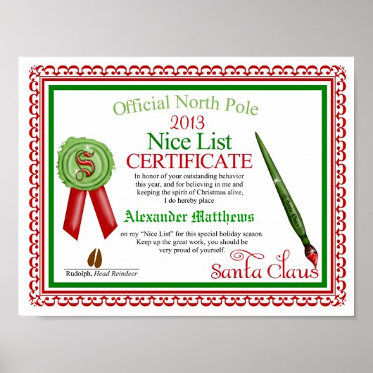 Officiële Santa Claus Nice-lijst Poster (Voorkant)