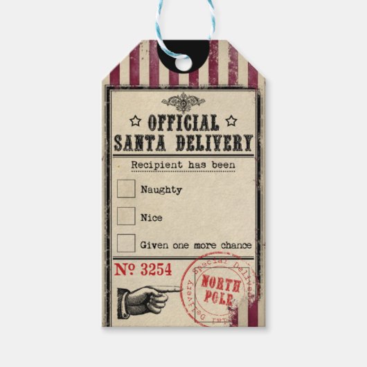 Officiële Santa Levering Ondeugend of Mooi Cadeau  Cadeaulabel (Voorkant)